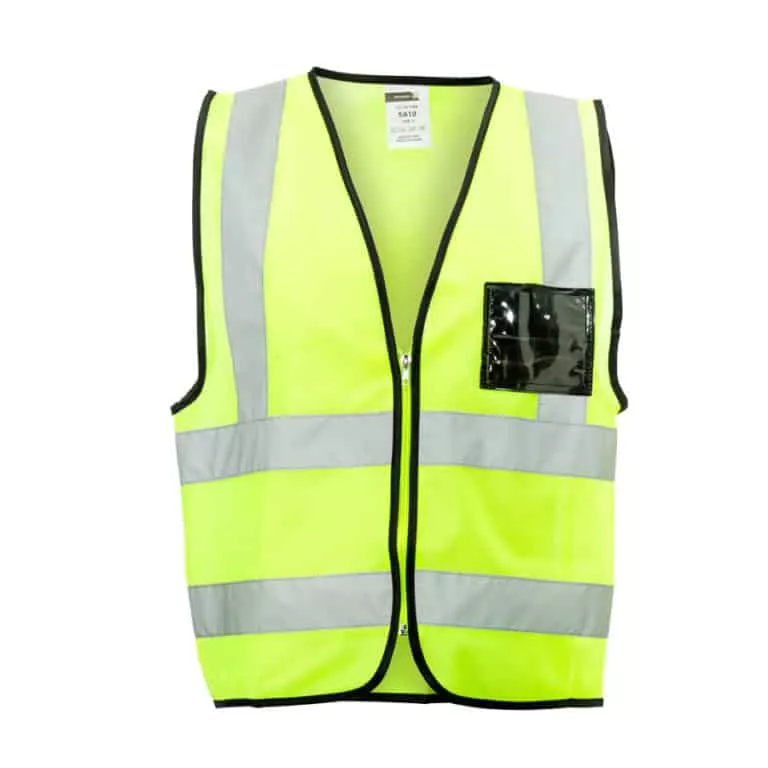 Reflective Zip 100gsm Vest Sleeveless Yellow Reflective Zip 100gsm Vest Sleeveless Solid Mesh ID Pouch EN4 SA10 - Image 1