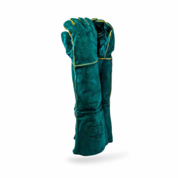 WELD 16GR Dromex Superior Green Lined Leather Welding Gloves Shoulder Length WELD/16GR - Image 1